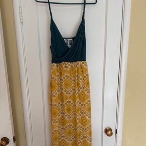 Green and Yellow Patterned Anthropologie Dress